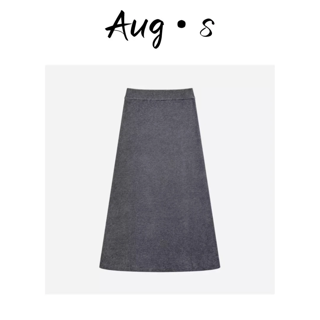 八月【羊毛针织半裙】秋冬百搭简约高级净版羊毛针织半裙YL-AW6679
