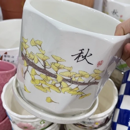 多肉绿植陶瓷花盆9.9包邮,有孔