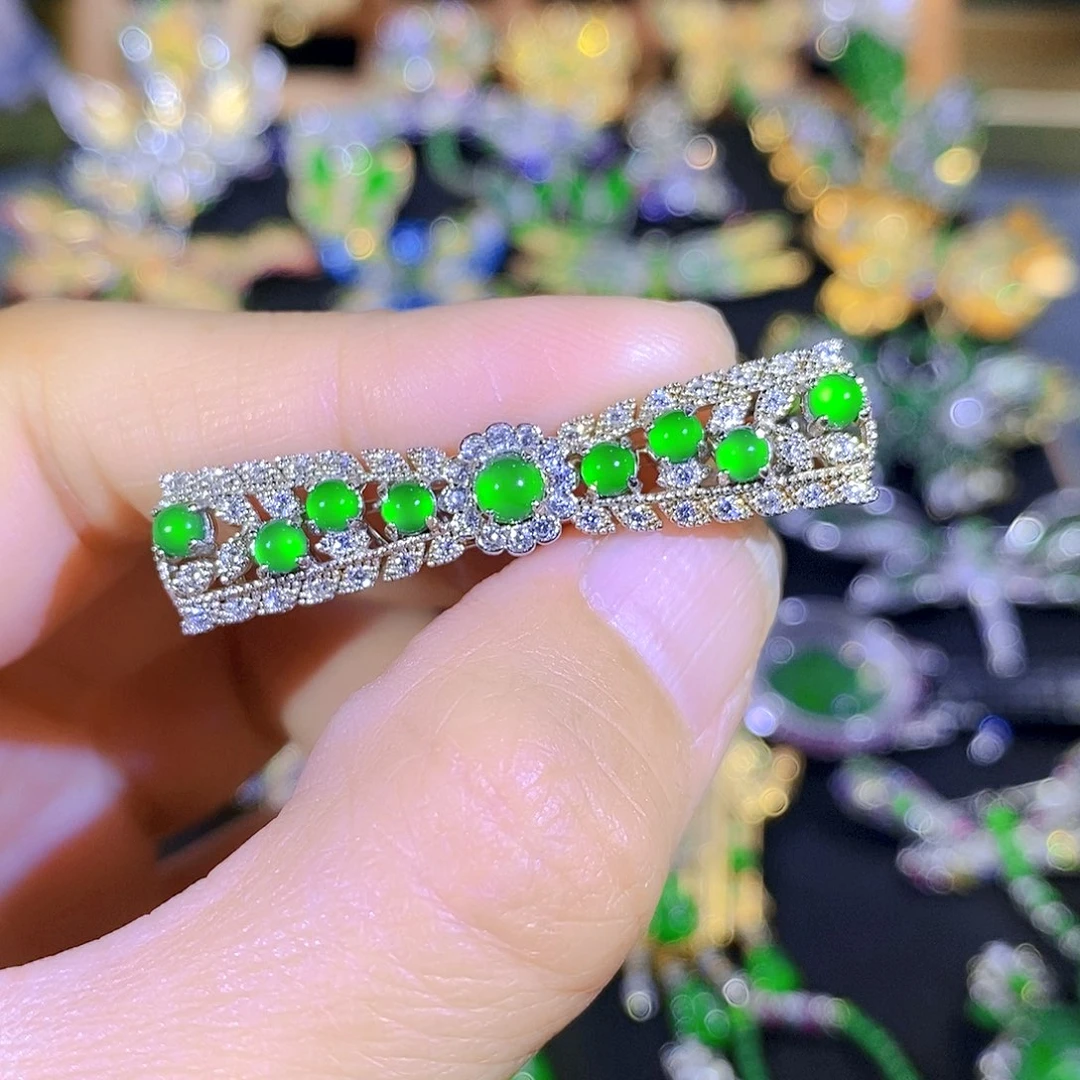 吊坠(不含链)银S925镶嵌翡翠