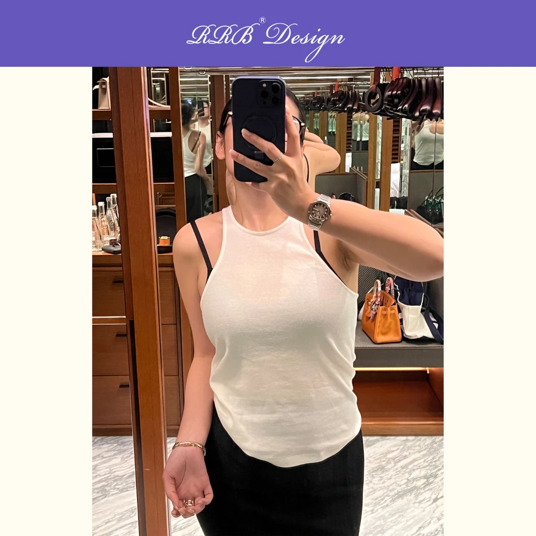 RRB Design「优雅线条」通勤气质高支棉舒适百搭纯色打底背心上衣