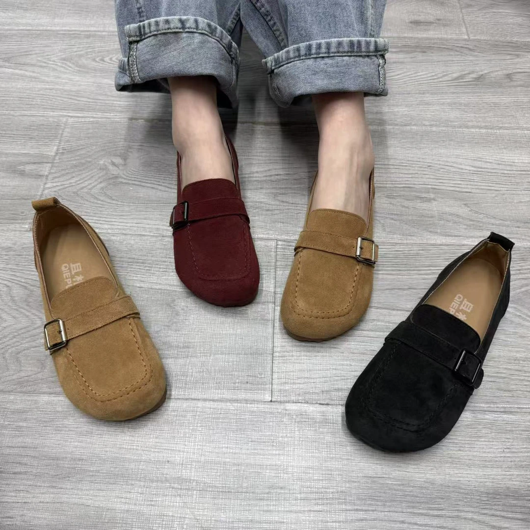 2025-9春季一脚蹬浅口豆豆鞋休闲风单鞋懒人鞋女鞋秋季妈妈鞋复古