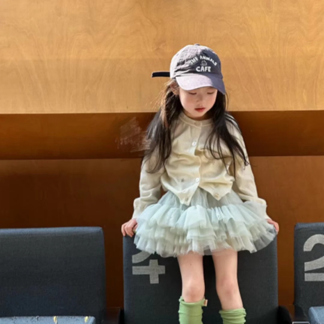 M.baby2025春款针织开衫➕浅绿短裙