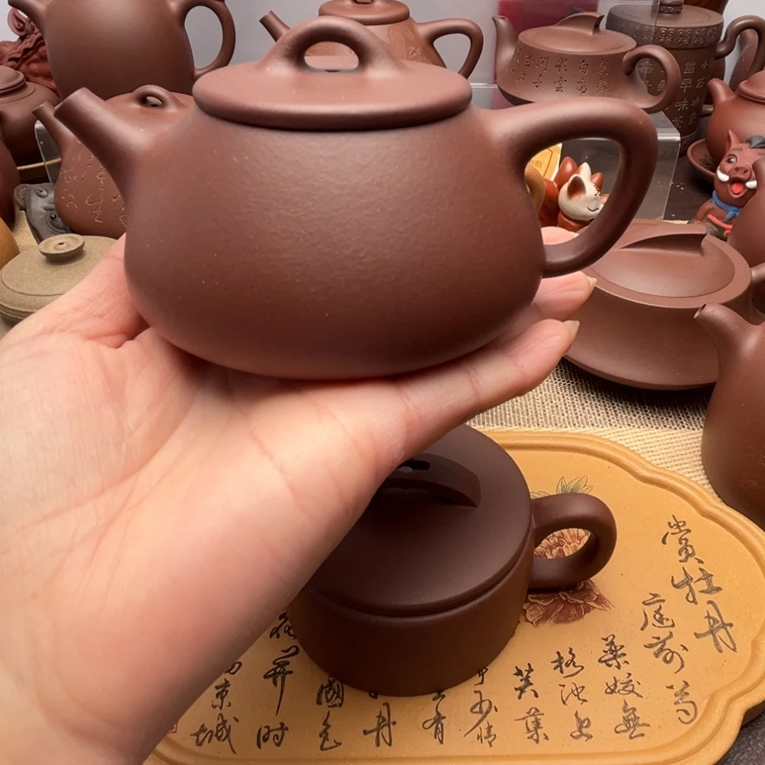 紫砂茶壶底槽清平盖石瓢