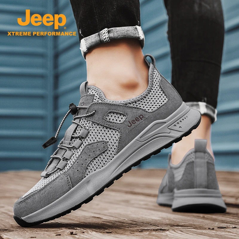 Jeep吉普男鞋冬季新款溯溪鞋透气软底防滑户外徒步网面休闲运动鞋
