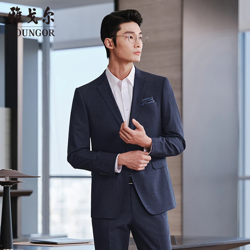 【新款条纹羊毛西服】雅戈尔新款男士羊毛商务正装时尚服西装220234