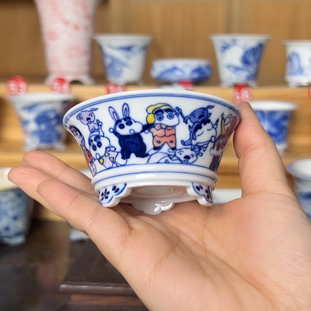 墨奈手绘陶瓷花盆