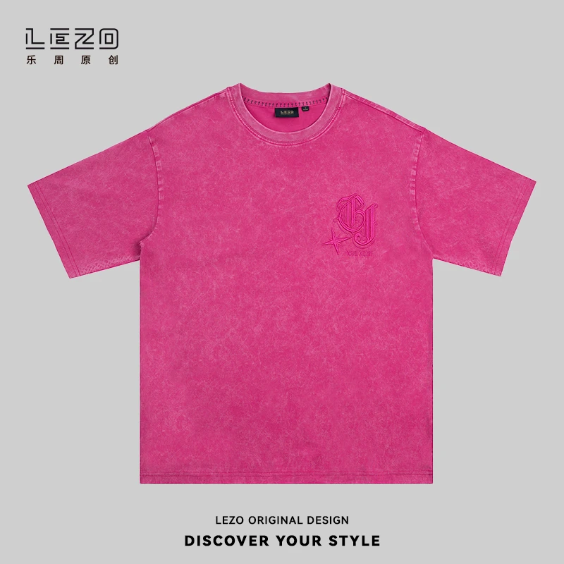 LEZO乐周原创休闲百搭短袖圆领T恤924201736粉色
