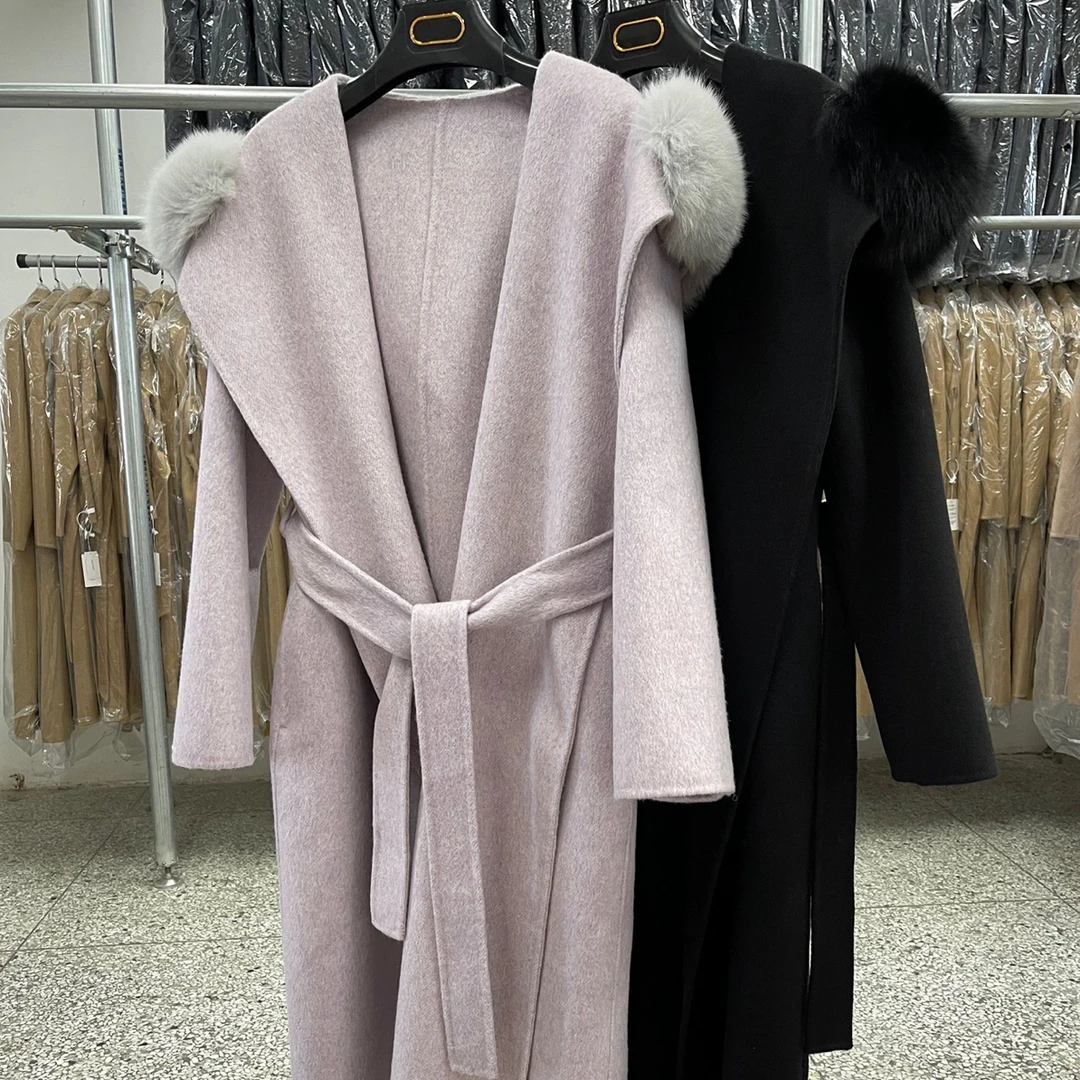 女25冬气质名媛千金可拆毛大牌翻领束腰带长大衣