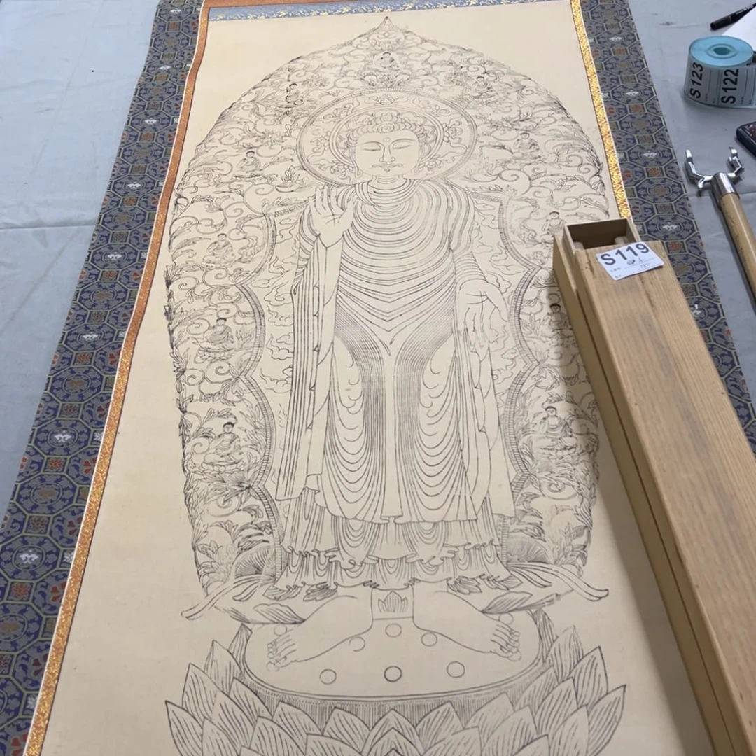 国画木**画木版拓印临摹人物挂轴