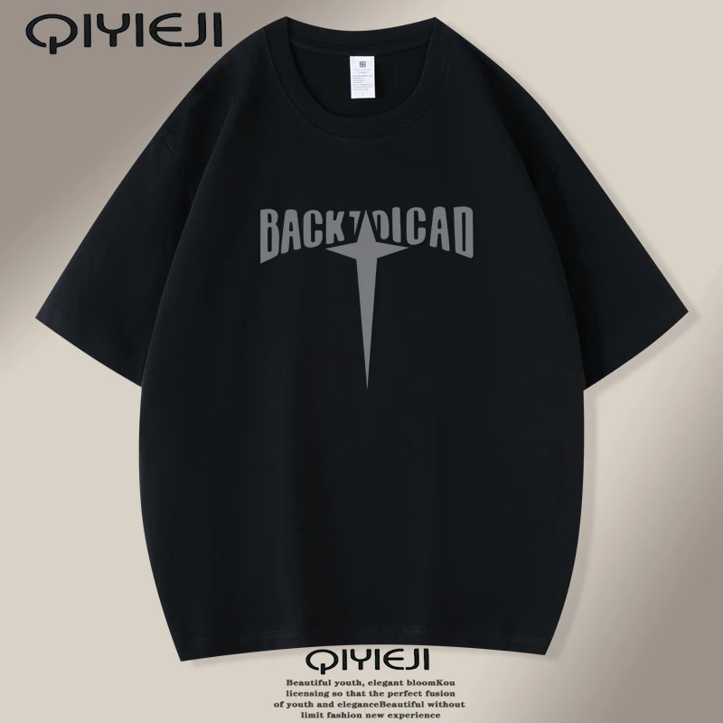 潮牌重磅纯棉圆领短袖T恤男士体恤夏季宽松运动ins休闲百搭半袖