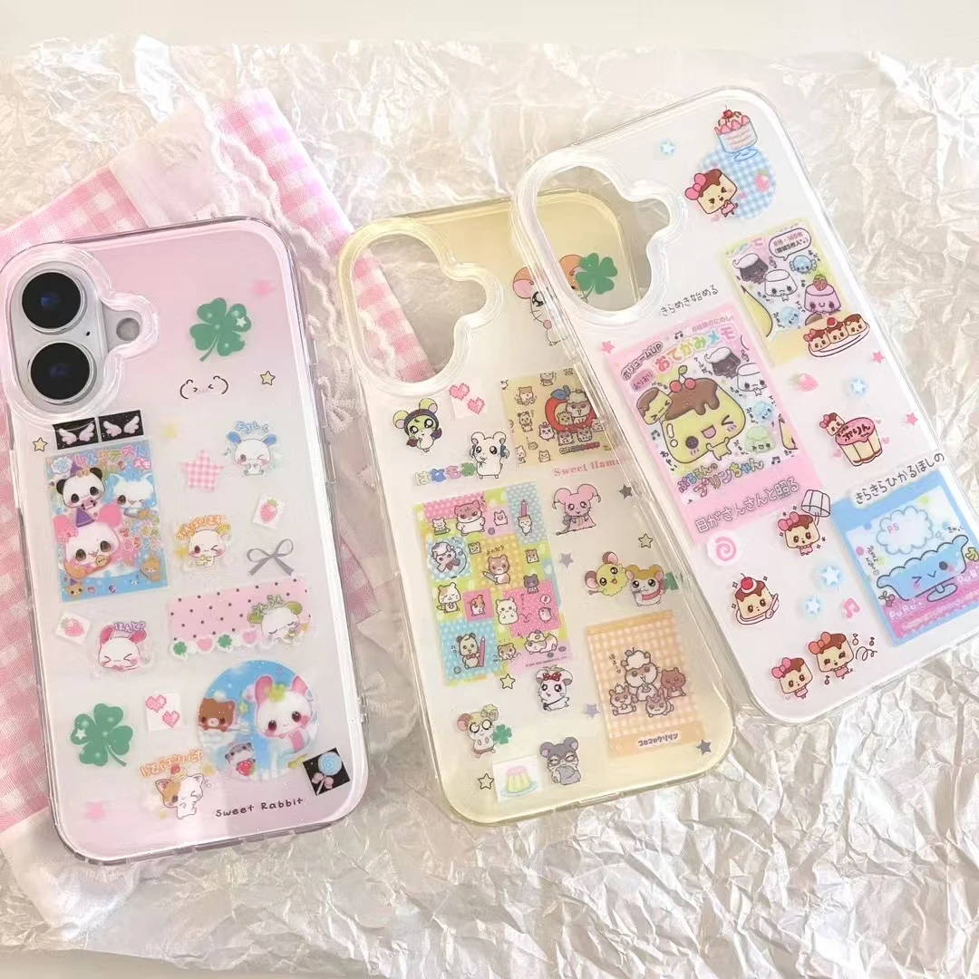 卡通古早仓鼠熊猫布丁双层imd手机壳适配苹果iPhone16/15可爱创意