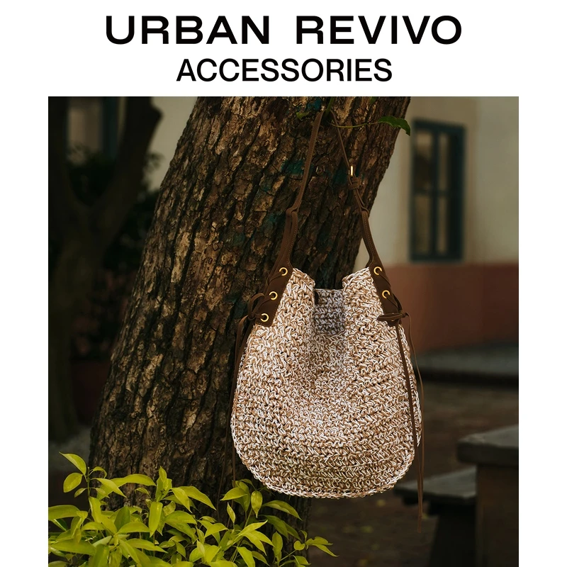 URBAN REVIVO2025夏季新款女士休闲度假编织单肩包UAWB50121