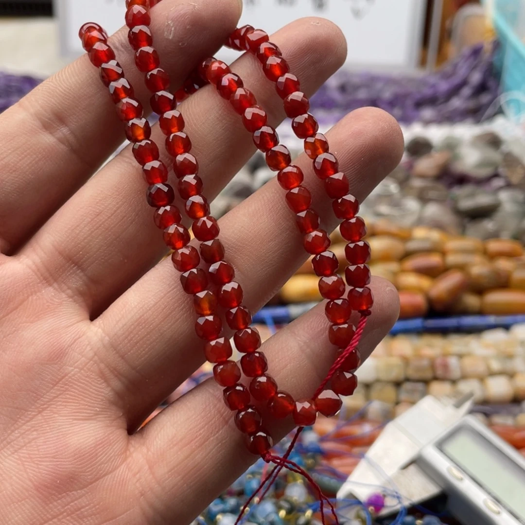 玛瑙/玉髓合金珠宝半成品一条装卡5mm红玛瑙切面方糖