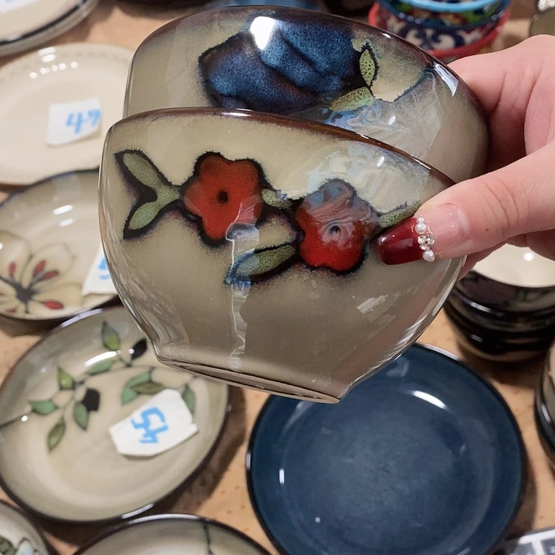 瓷片一**然各5个共10个米饭碗微瑕