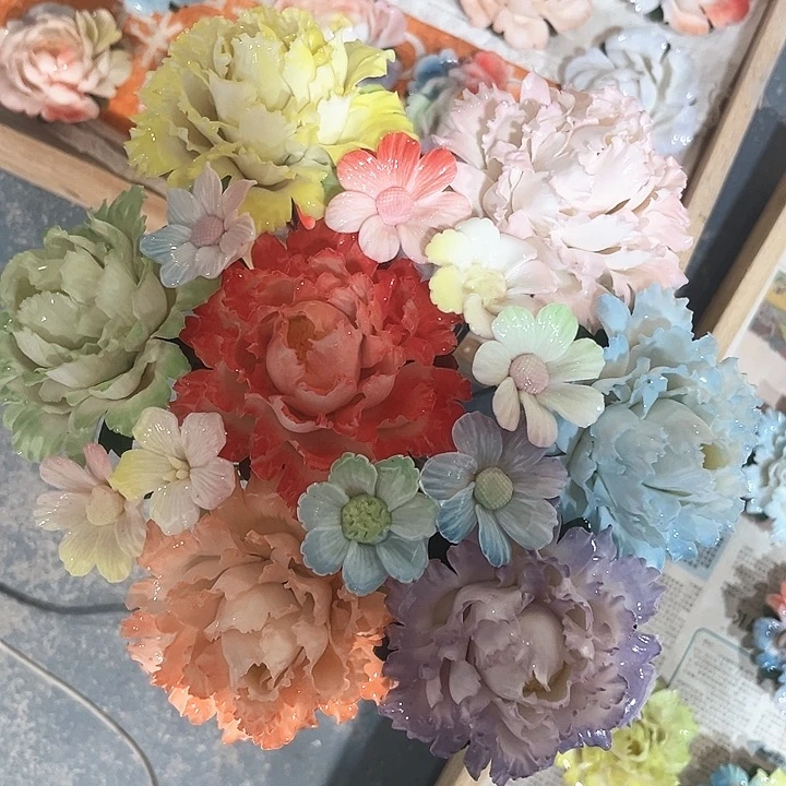 手工陶瓷花花拍下备注颜色