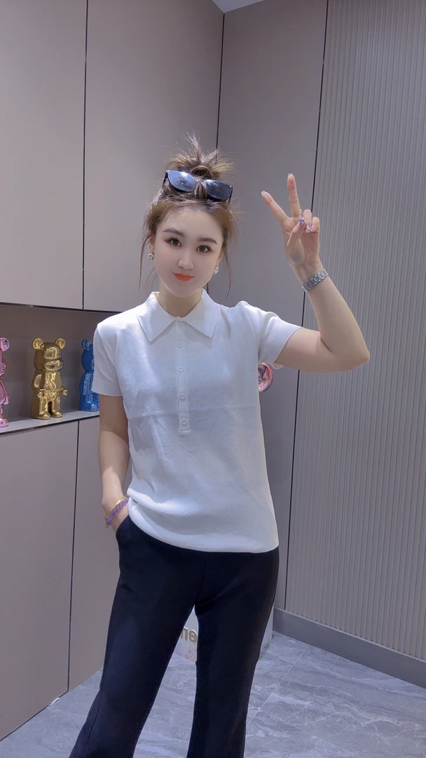 冰丝针织显瘦Polo衫