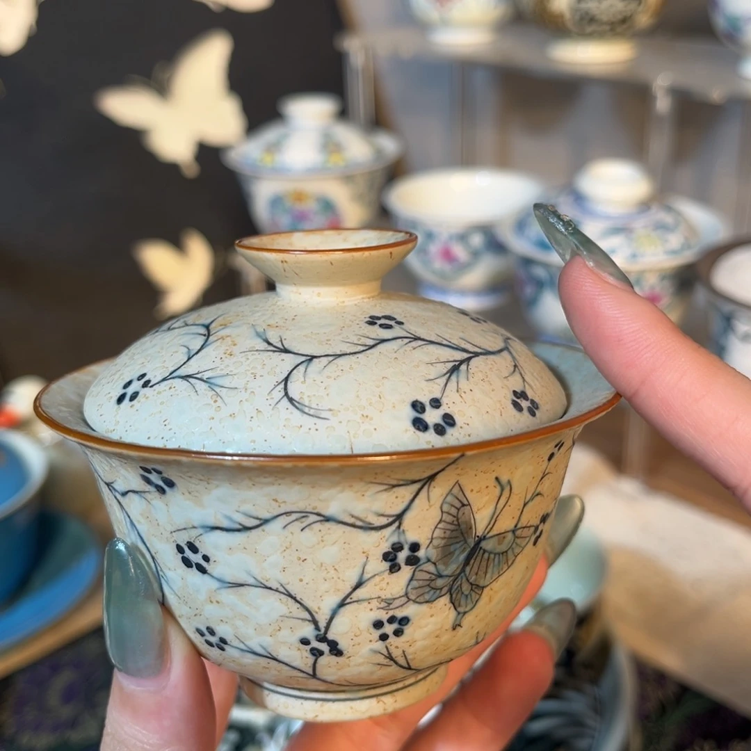 瓷片蝴蝶盖碗啊啊啊啊啊