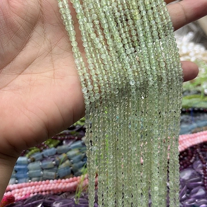 玛瑙/玉髓未镶嵌珠宝半成品一条3mm左右葡萄石刻面