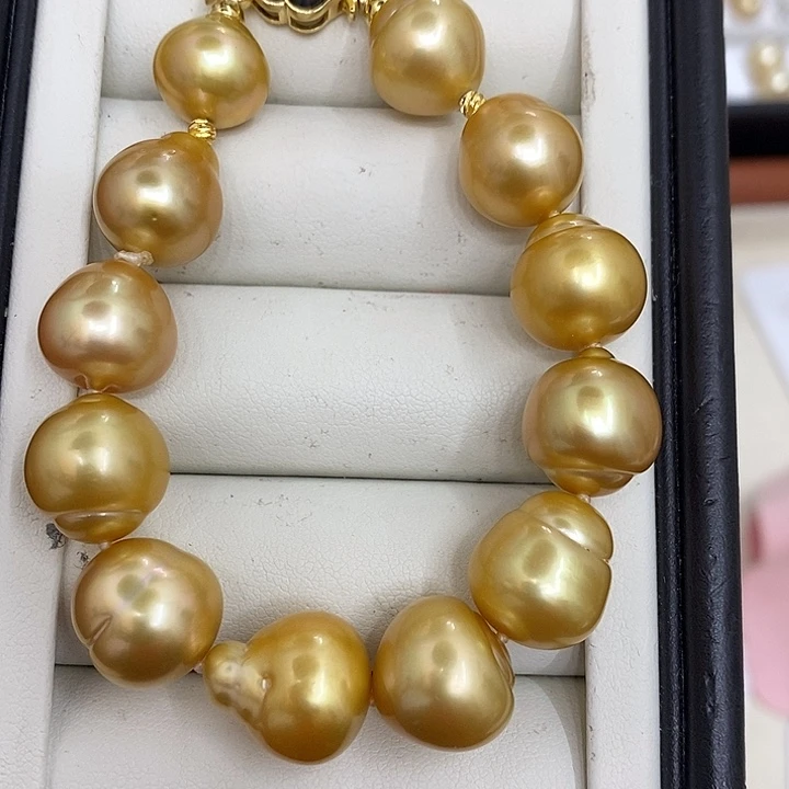 海水珍珠裸珠海水金珠巴洛克手链