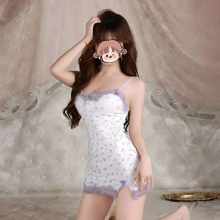 紫色初恋（80-150斤）大码女士清新小碎花蕾丝性感小吊带睡裙1026