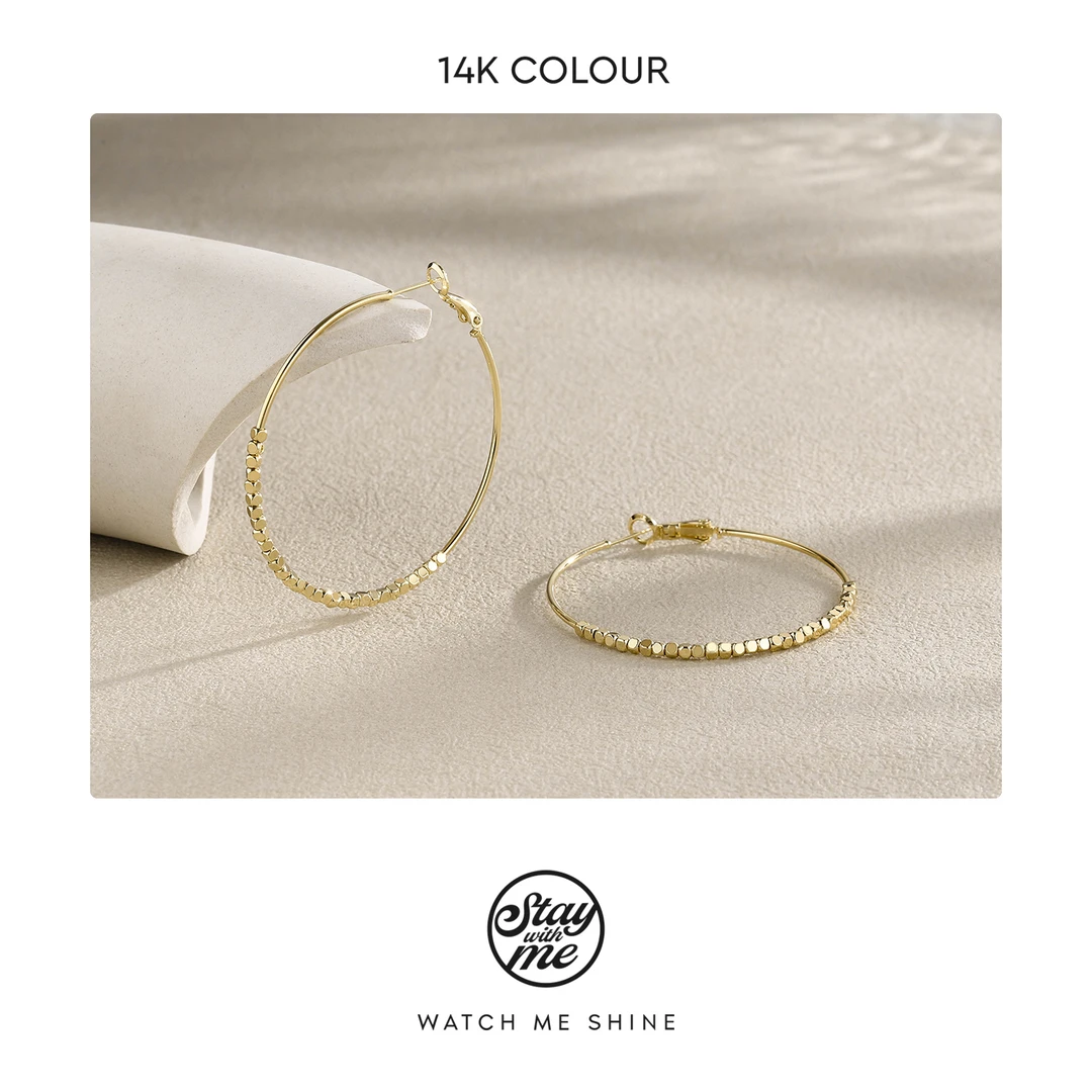 STAY WITH ME 铜合金耳饰 小众设计DE0632碎冰串珠50mm耳圈