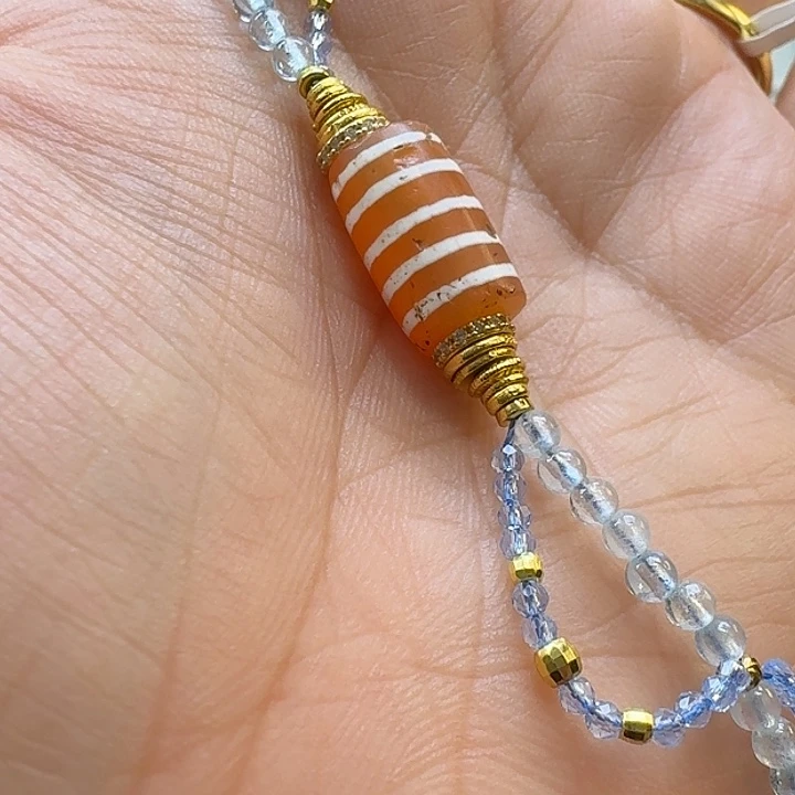 玛瑙/玉髓银S925镀金镶嵌颈饰