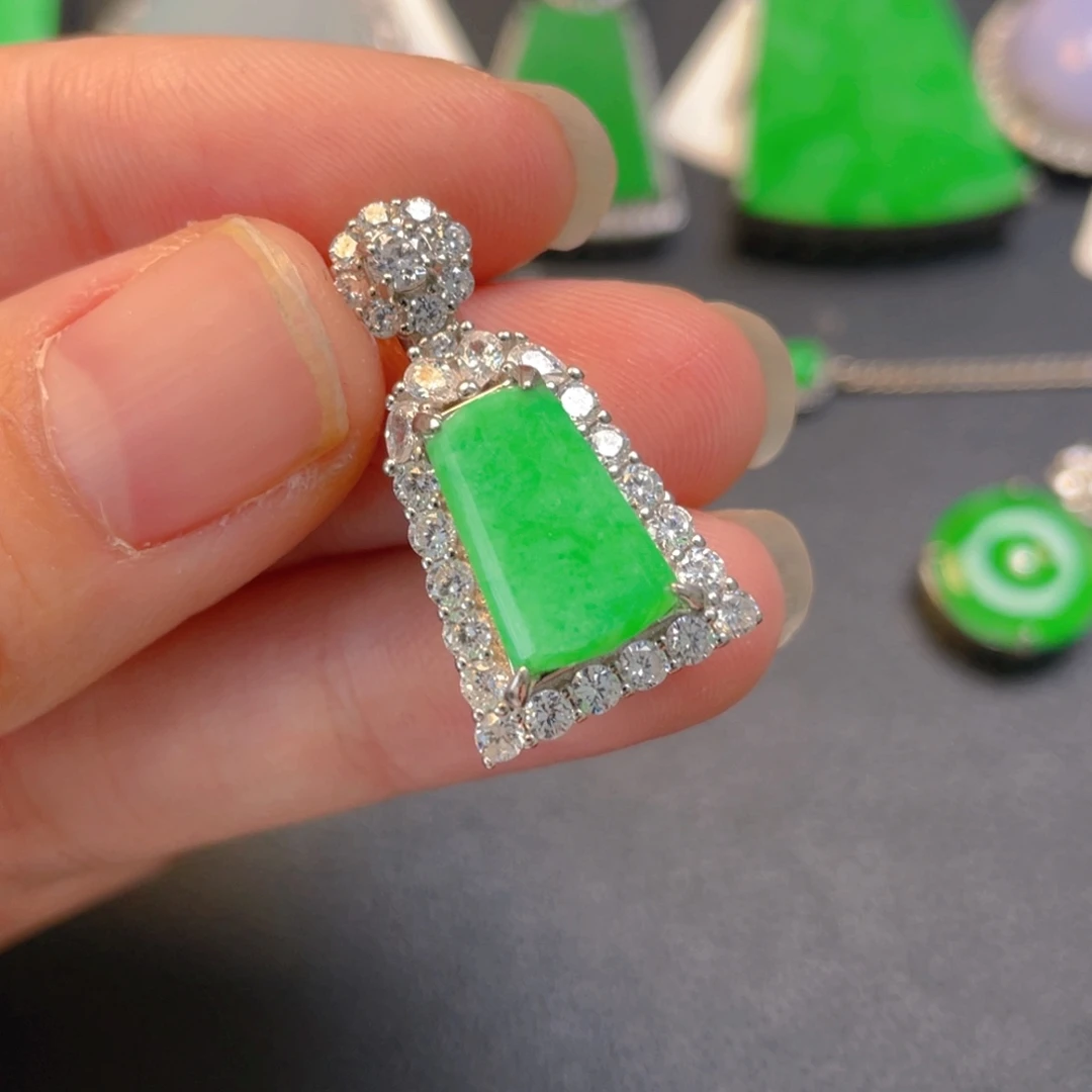 翡翠银S925镶嵌吊坠(不含链)