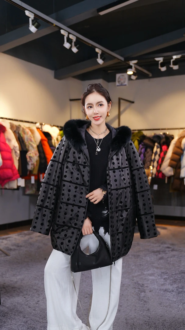YJ羊皮羽绒服女外套88271时尚休闲百搭宽松长款中长款