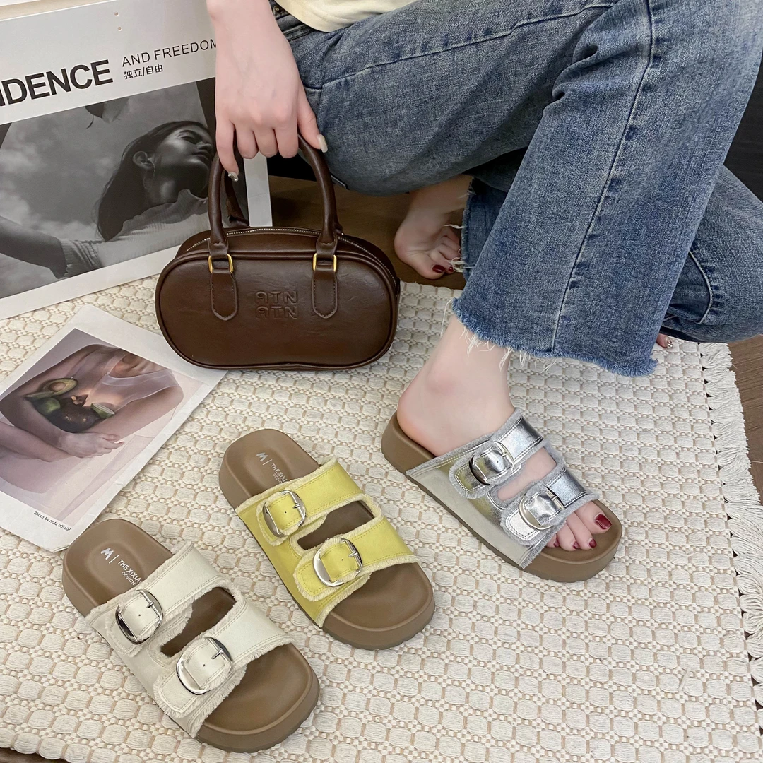 时尚厚底皮带扣2025年新款百搭休闲舒适外穿拖鞋329-5 S