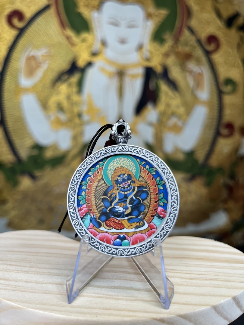 【嘉佑甄选】青海热贡高卡黑财神  直径35mm(纯银嘎乌盒）