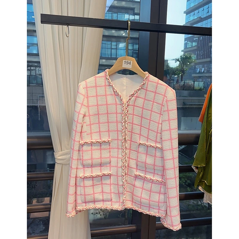 【孤品小香风】经典黑色精花呢编织显瘦小香风外套