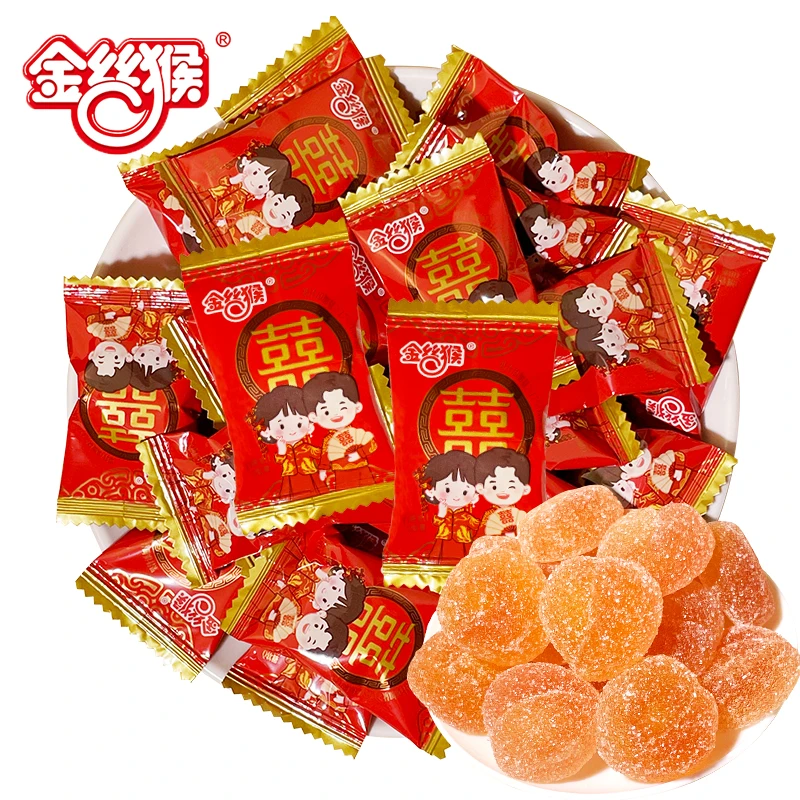 金丝猴双喜软糖白桃果汁qq糖酸砂糖橡皮糖结婚喜糖伴手礼糖果批发