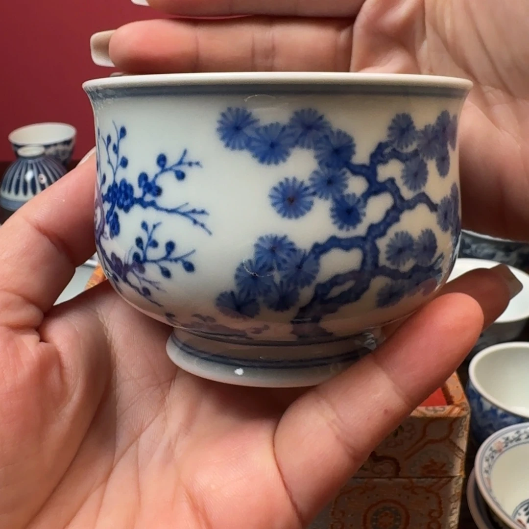 摆件柴窑青花卢氏杯