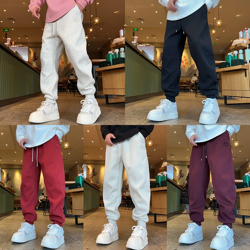 LKT.NINE潮牌运动卫裤男生秋冬季束脚裤宽松休闲长裤加绒加厚裤子