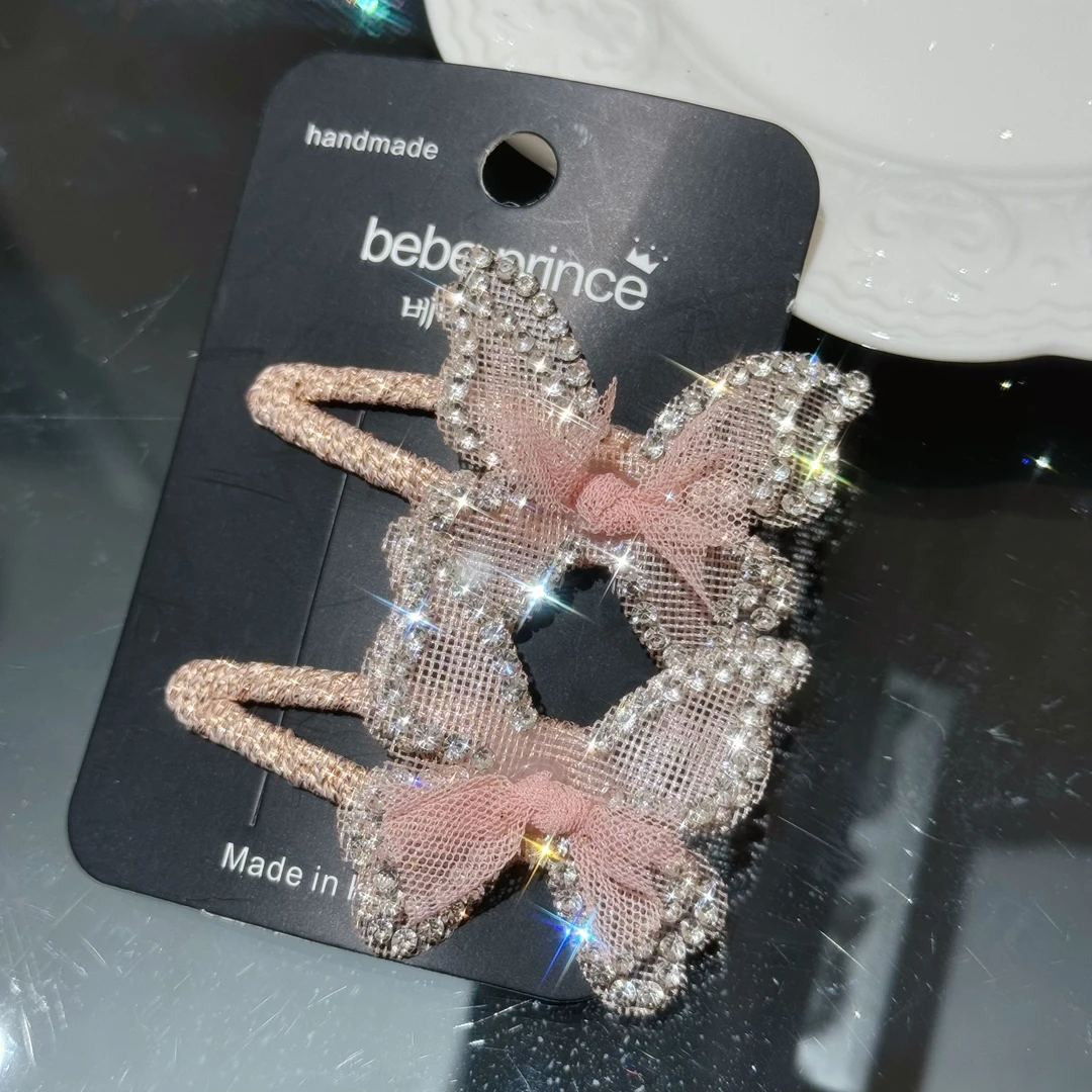 雏奇精选 儿童仙仙闪钻蝴蝶结对夹