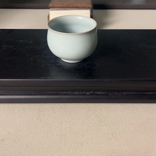 青焱汝瓷天青鼓复缸杯纯手工薄胎薄釉微瑕