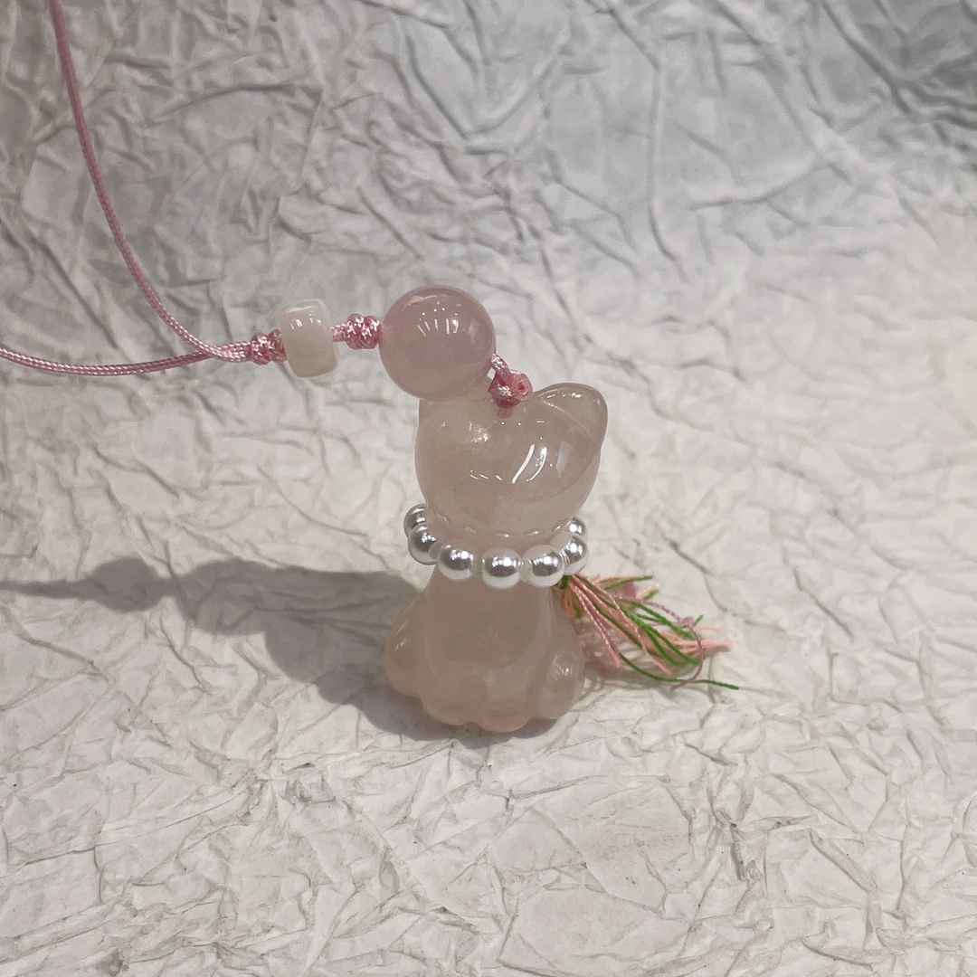 13558 粉色水小猫咪流苏手机挂