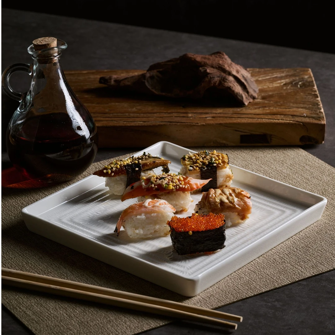 双11福利云山景墨陶瓷8寸丝路正方盘餐具乔迁礼物