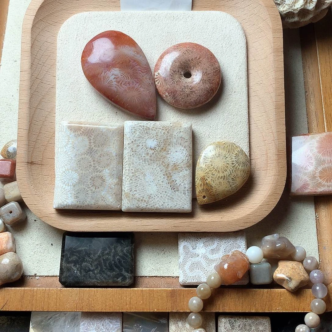 硅化珊瑚（珊瑚玉）颈饰未镶嵌海**1