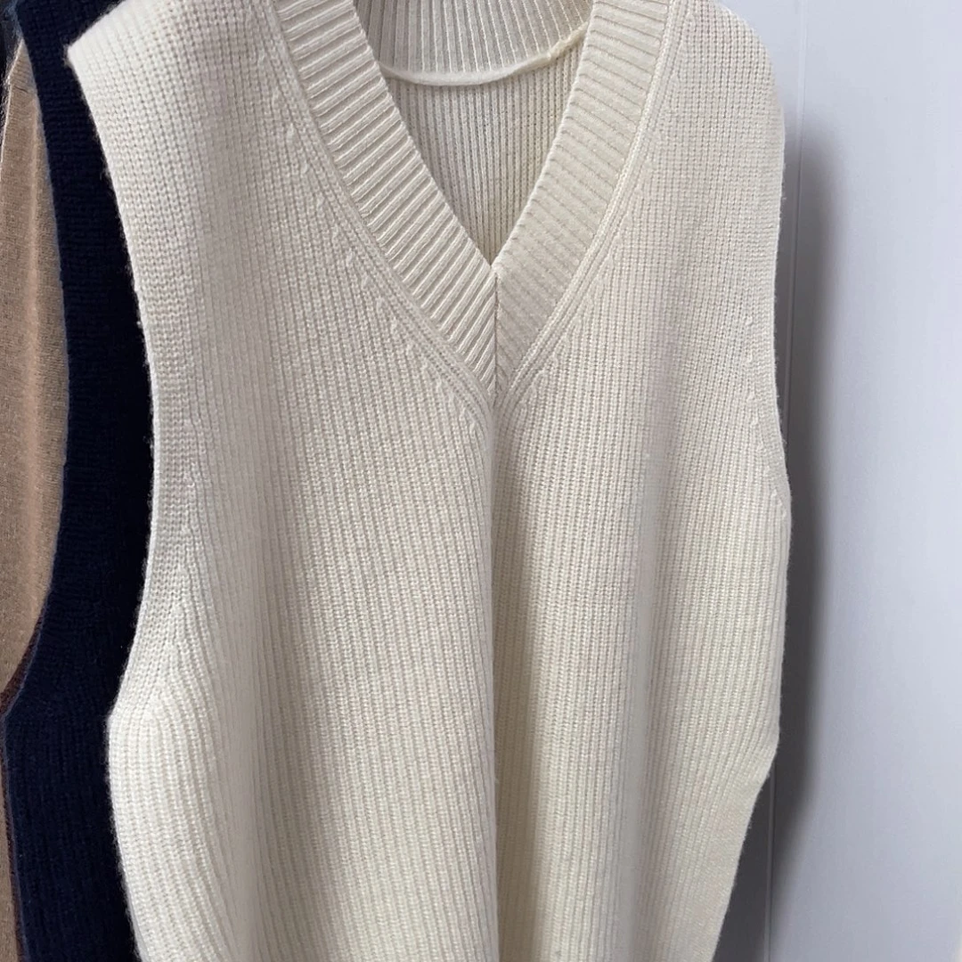 V领开叉羊绒马甲颜色可选