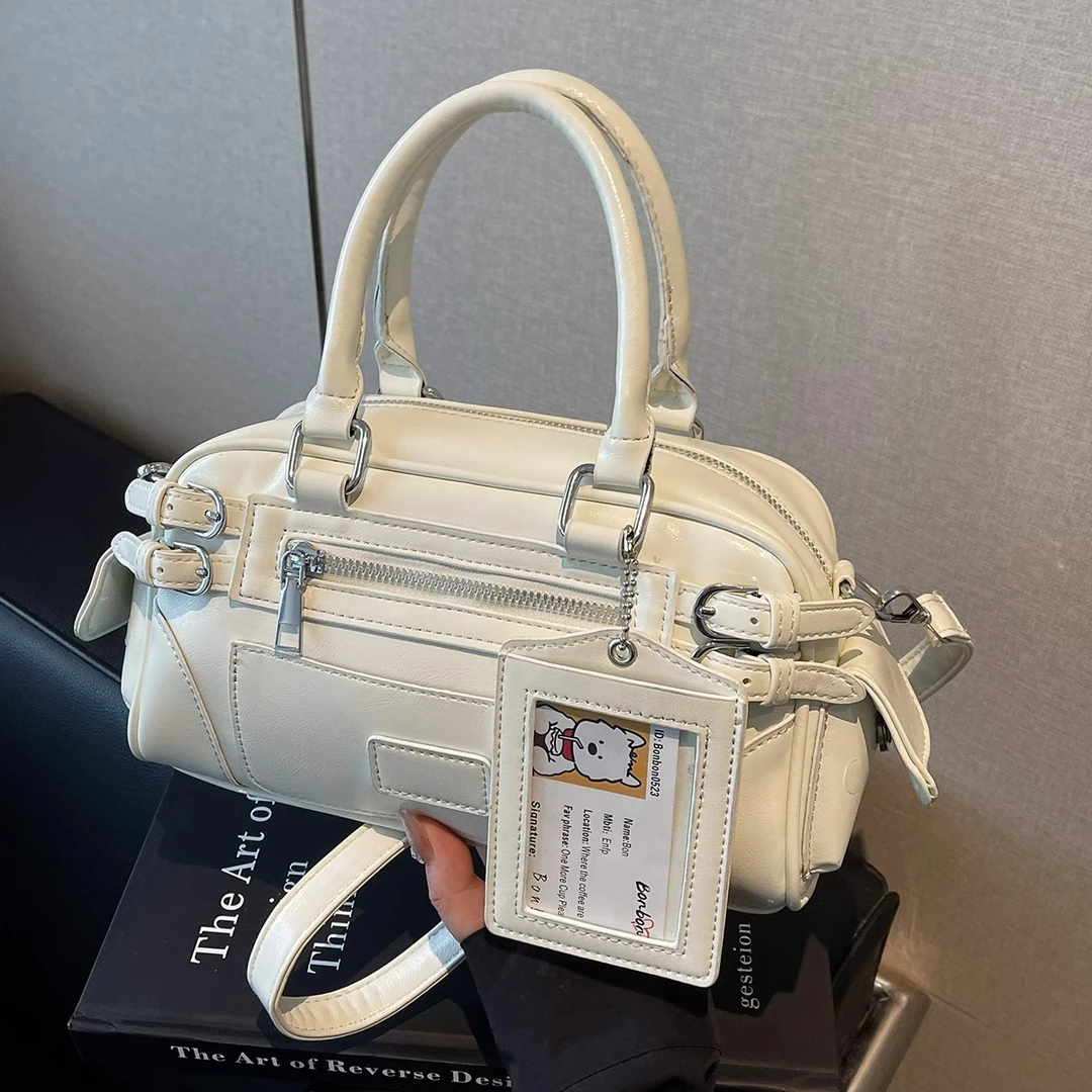 韩国小众设计复古机车风单肩手提包包女士2025春季新款百搭斜挎包