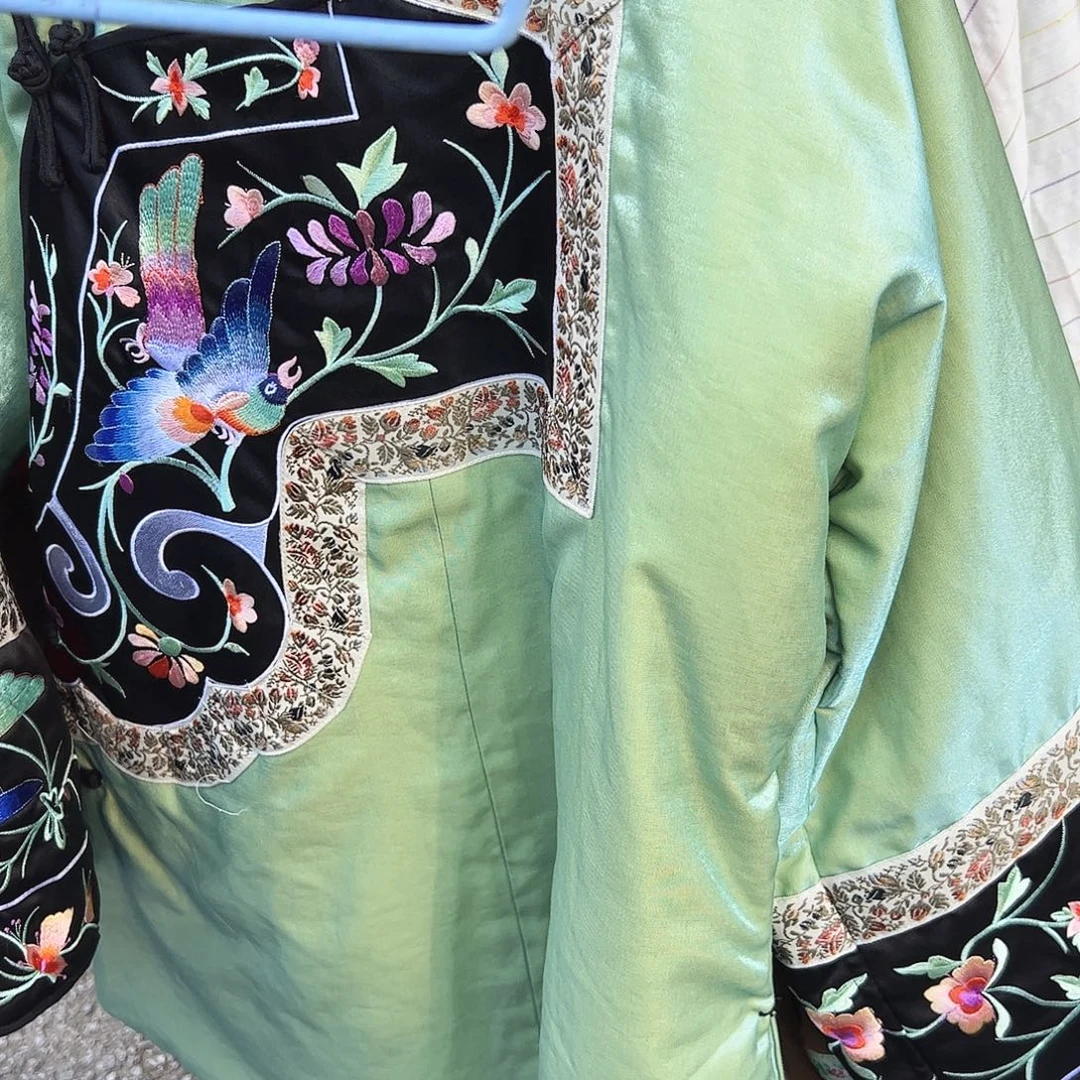 湘西苗族刺绣绿色大花棉衣L