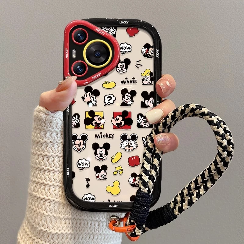 米琪表情适用华为pura80pro手机壳挂绳60全包70新款防摔卡通硅胶