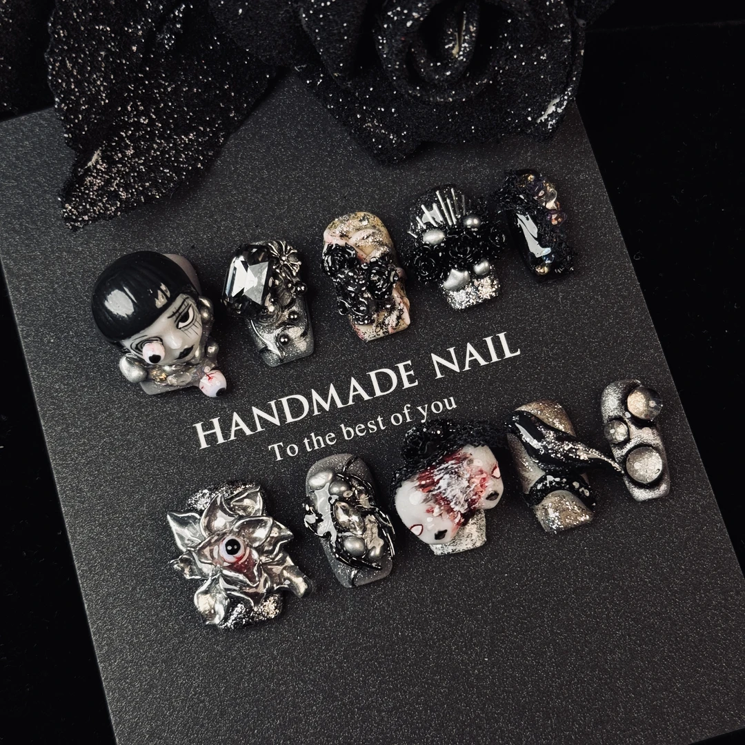 【看不见心不烦】手绘立体捏捏重工娃娃头高级感精致纯手工穿戴甲