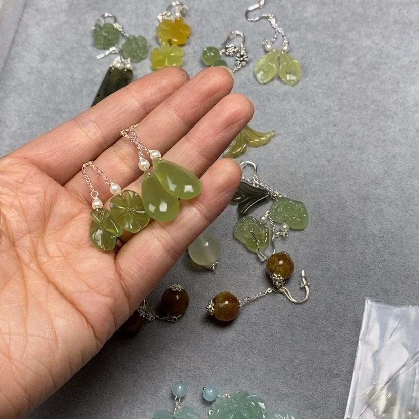 【闪购商品】蛇纹石玉未镶嵌挂件耳饰耳环项链沐*