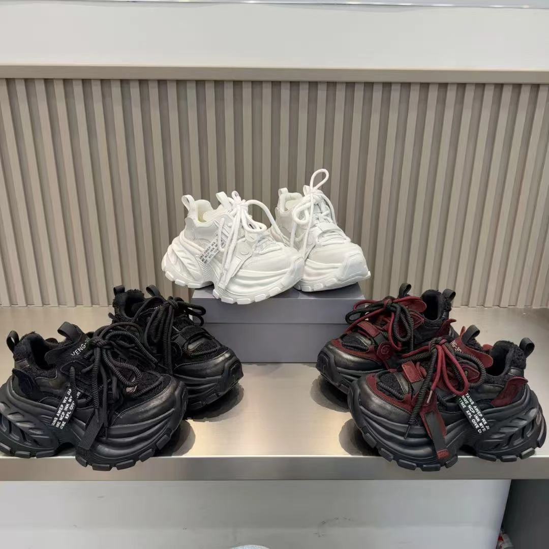 冬季爆款加绒厚底增高擦色加棉保暖新款超火高品质休闲老爹鞋女