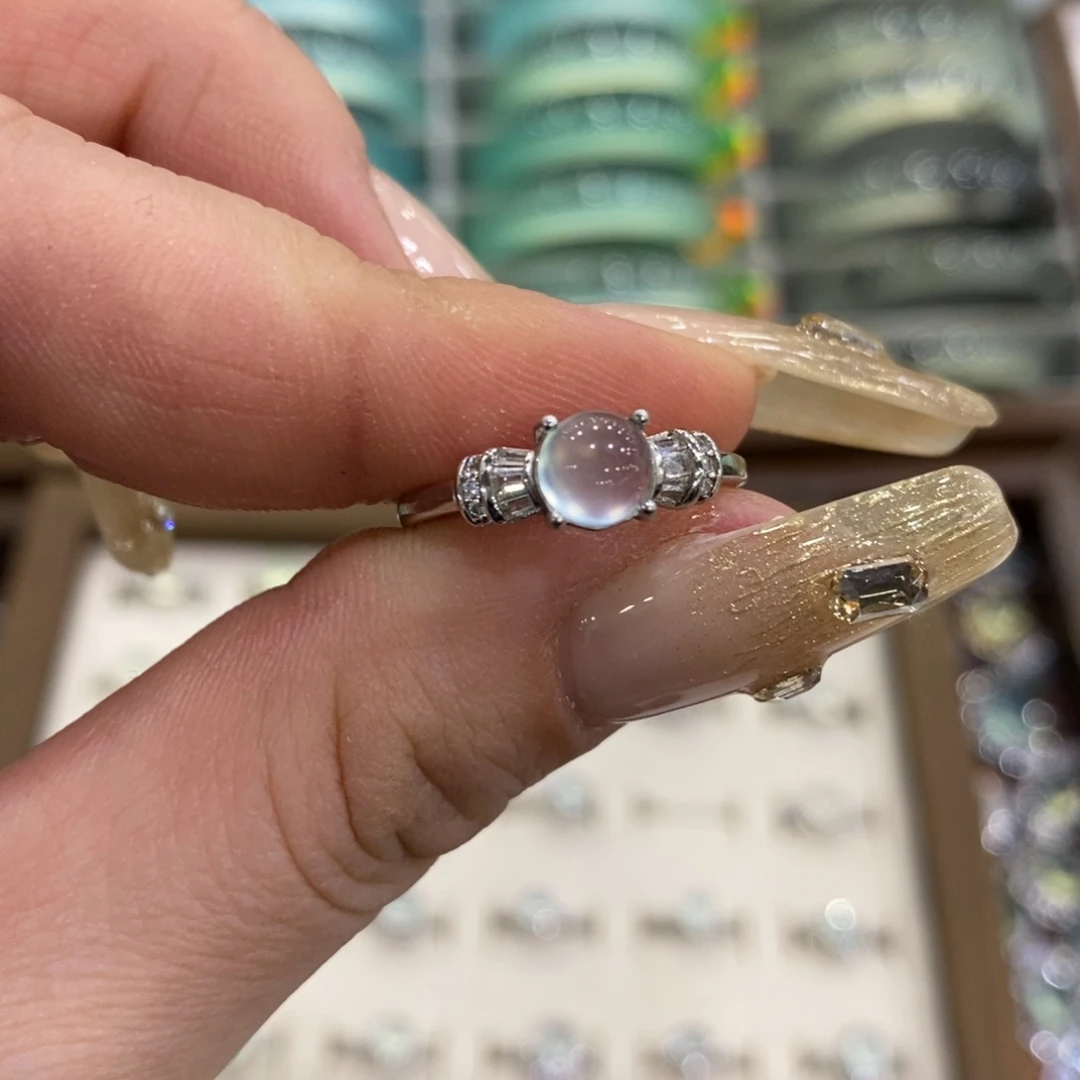 蛇纹石玉银S925镶嵌戒指