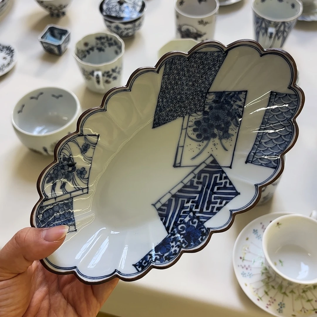 陶长左A 椭圆菊形皿
