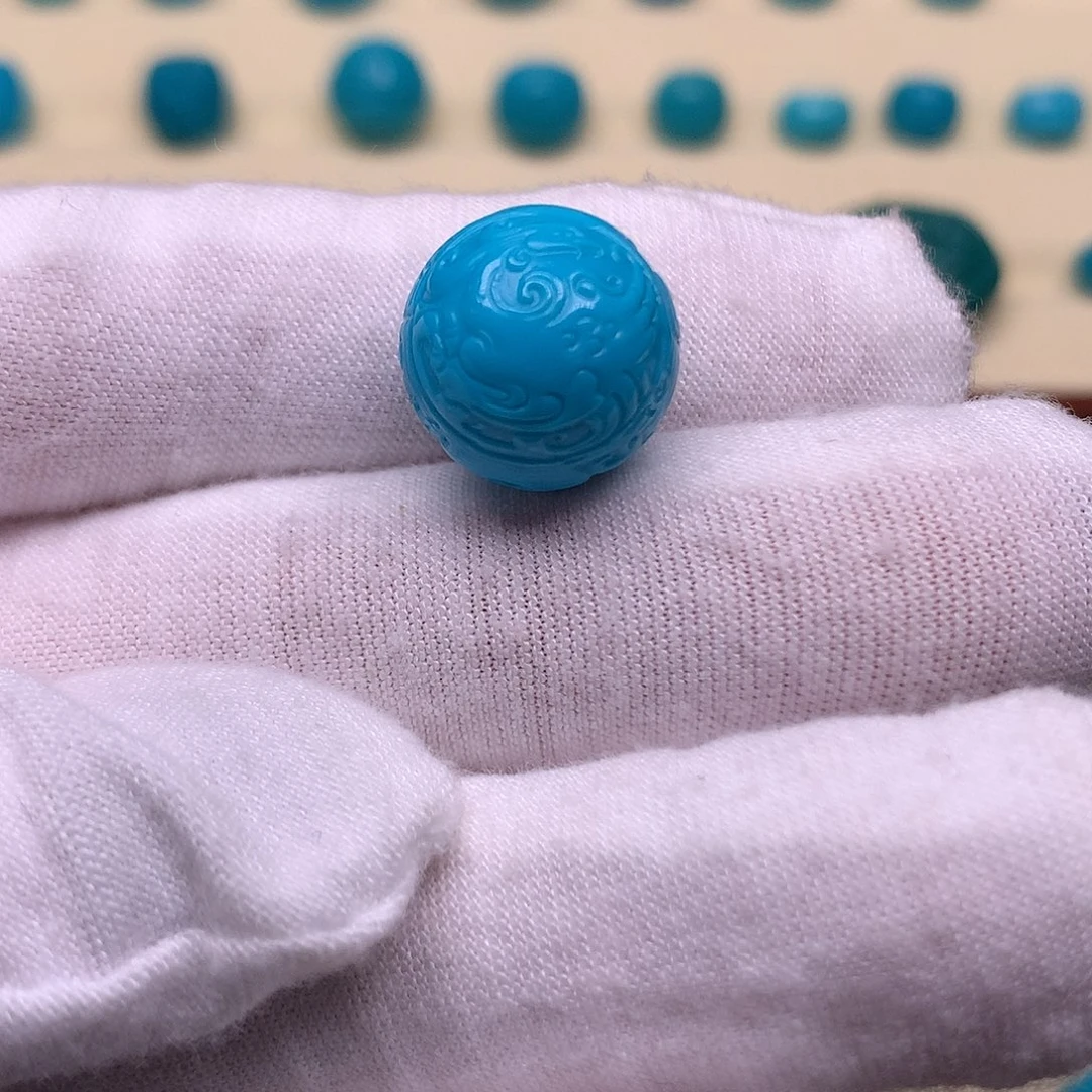 绿松石未镶嵌天然原矿绿松石龙凤13.8