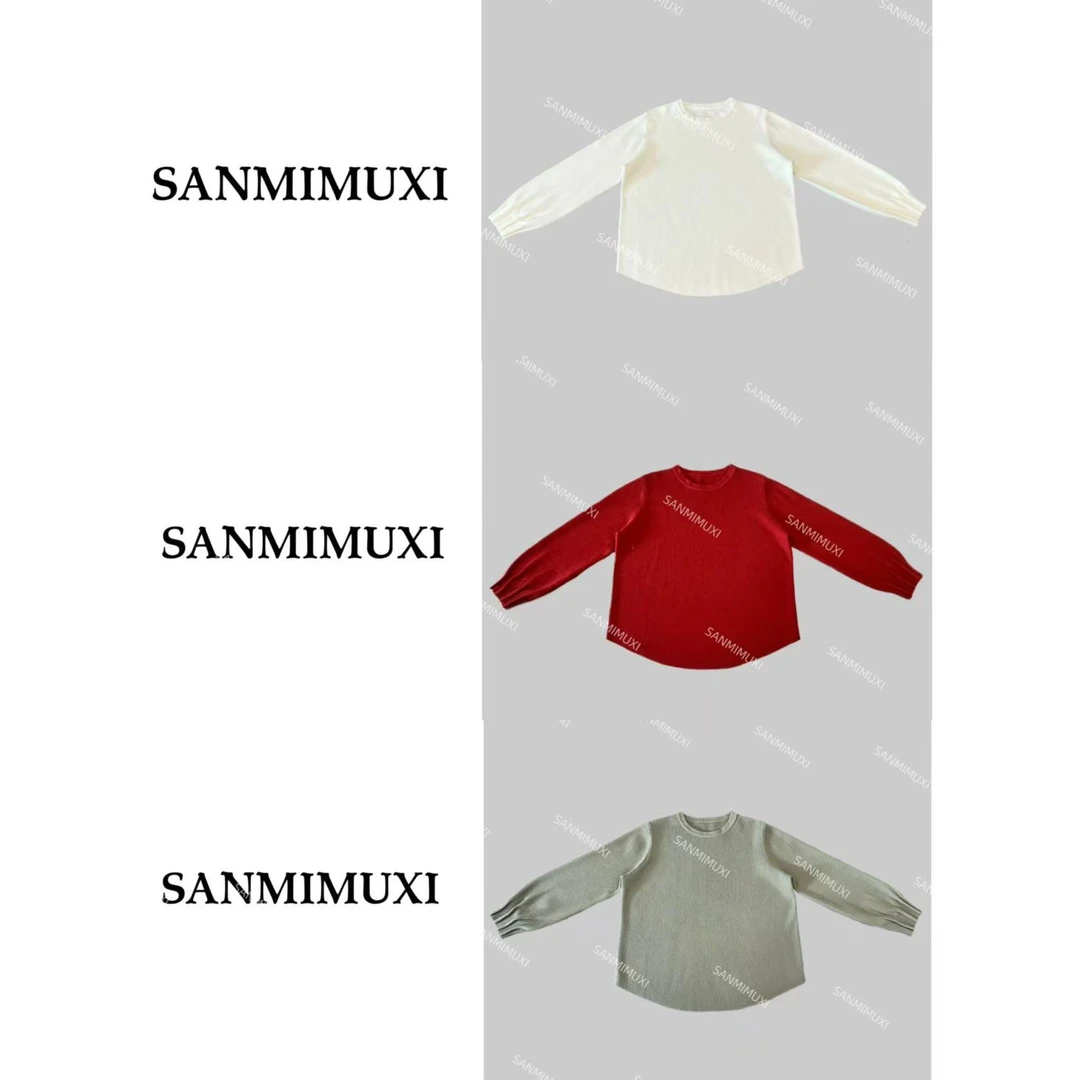 SANMI/叁米【褶皱袖】大版弯刀圆领毛衣 2729